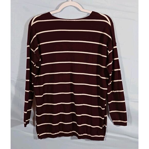 Staccato Women's Medium Lightweight Striped Sweater Maroon Soft - Picture 5 of 5